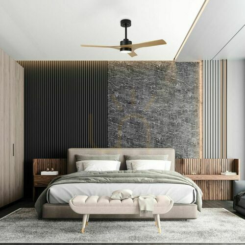 Jelölje be Mantra THAI 8716 mennyezeti ventilátor LED-világítással, fekete / fahatású, 122,1 cm