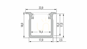 LUMINES LED profil típus G RAL1923 matt. 1 m small 1