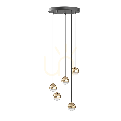 Jelölje be Függőlámpa Bolicina V Gold átlátszó-arany üveg fém 5xLED Open Design Highlights