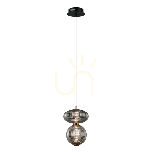 Jelölje be Függőlámpa Italux Nico 2xLED fekete füstös üveg 15 cm PND-8545-2B-AB-SG