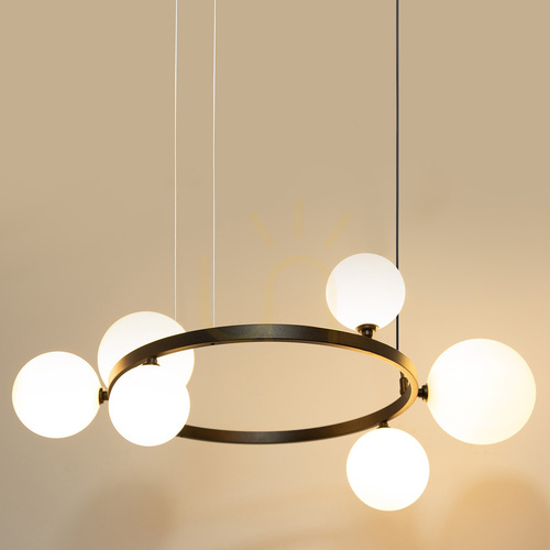 Jelölje be Csillár Sigma BOLERO 6 fehér üvegbúrás fekete G9 72 cm 41319