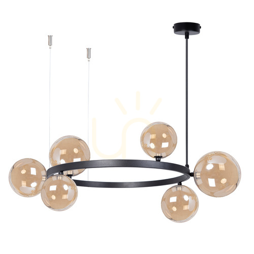 Jelölje be Csillár Sigma BOLERO 6 fekete üveg amber G9 72 cm 41322