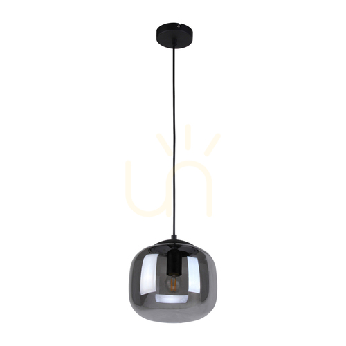Jelölje be Italux Calto függőlámpa, füstüveg Ø22 cm, homokfúvott fekete, E27 max 40 W, PND-67705-1-BK-SG