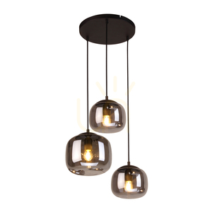 Italux Calto 3 égős függőlámpa füstös üveg E27 PND-67705-3-BK-SG small 1
