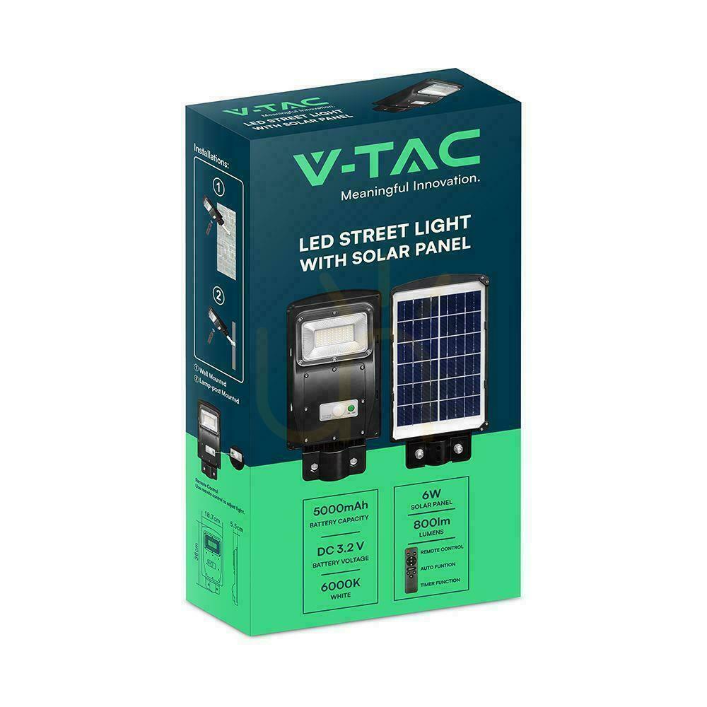 Jelölje be Utcai LED Solar V-TAC 6W fekete VT-ST63W 6000K 800lm. Utcai LED Solar V-TAC 6W fekete VT-ST63W 6000K 800lm.