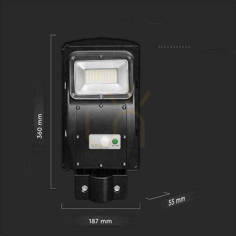 Kilátás Utcai LED Solar V-TAC 6W fekete VT-ST63W 6000K 800lm. Utcai LED Solar V-TAC 6W fekete VT-ST63W 6000K 800lm.