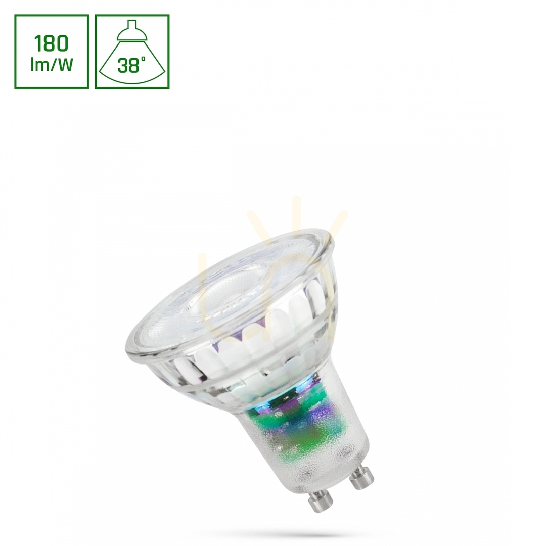 Jelölje be Led Gu10 230 V 2,5 W Smd A osztályú Nw üveglencsével 38st spektrummal Led Gu10 230 V 2,5 W Smd A osztályú Nw üveglencsével 38st spektrummal