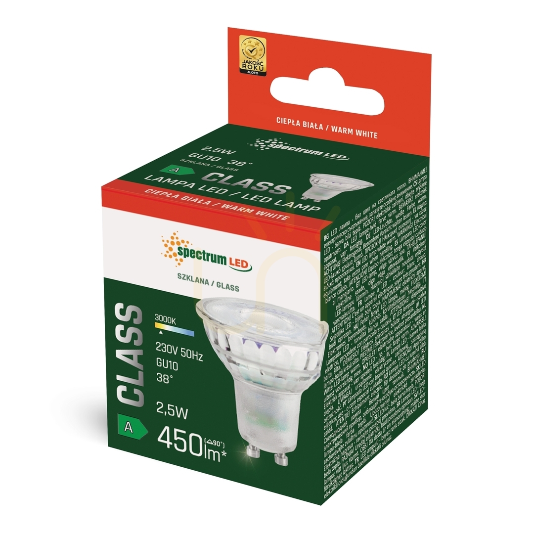 Kilátás Led Gu10 230 V 2,5 W Smd A osztály Ww üveglencsével 38st spektrummal Led Gu10 230 V 2,5 W Smd A osztály Ww üveglencsével 38st spektrummal