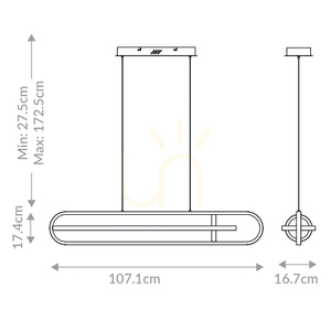 Quintiesse Demark LED függőlámpa, 107,1 cm, szálcsiszolt arany small 2