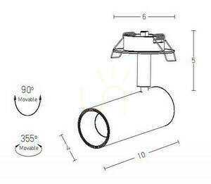 180015 süllyesztett LED COB spot 7W 660lm 3000K CRI90 billenthető homokfehér Zambelis small 1