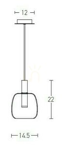 Függőlámpa Zambelis fekete matt füstszürke üveg LED 5W Ø14,5 cm small 1