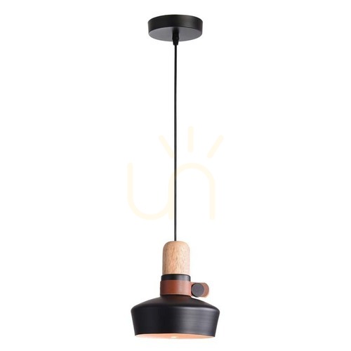 Jelölje be Függőlámpa Zambelis fekete matt fa bőr E27 20 cm