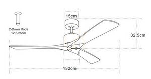 Függőlámpa Zambelis ventilátoros króm matt természetes fa 132 cm small 1
