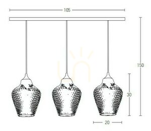 Függőlámpa 3xE27 Zambelis tiszta üveg antik sárgaréz 105 cm small 1