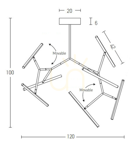 Jelölje be Zambelis LED mennyezeti lámpa 68W 3000K dimmelhető arany matt 120 cm