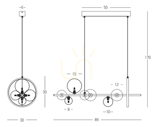 Jelölje be Függőlámpa Zambelis fekete fém üveg 7xG9 14W 89 cm 3000K