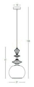 Zambelis antik sárgaréz E27 függőlámpa opálüveg és kerámia 21 cm small 2