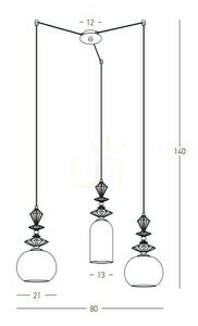 Zambelis 3xE27 fekete függőlámpa fém-kerámia-opálüveg 80 cm small 2