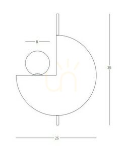 Fali lámpa Zambelis G9 fém opálüveg terrakotta-arany 36 cm small 2