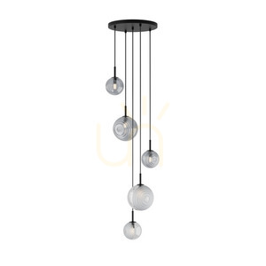 Zambelis 5xG9 fekete matt függőlámpa fém-üveg 45 cm small 1