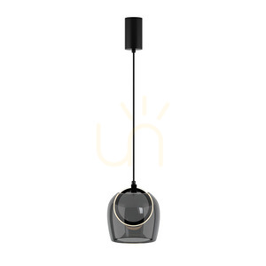 Zambelis LED függőlámpa 6W 3000K fekete matt füstüveg 20 cm small 1