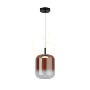 Függőlámpa Zambelis LED 12W fekete matt réz üveg 3000K Ø23 cm small 1