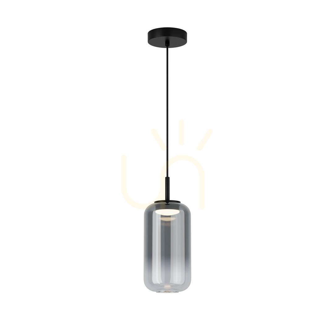 Kilátás Függőlámpa Zambelis LED 12W 3000K fekete matt füstölt üveg 15 cm Függőlámpa Zambelis LED 12W 3000K fekete matt füstölt üveg 15 cm