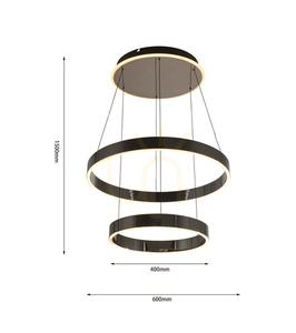 Aviano MARLING 6072-305 függőlámpa, két gyűrű Ø 60 és 40 cm, LED 72 W 8200 lm 3000K, fekete króm small 3