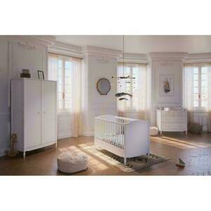LAFAYETTE gyerekszekrény, 2 ajtós, 95x52x175 cm, fehér (Neige), tömör fa és MDF, Théo-Bébé small 1