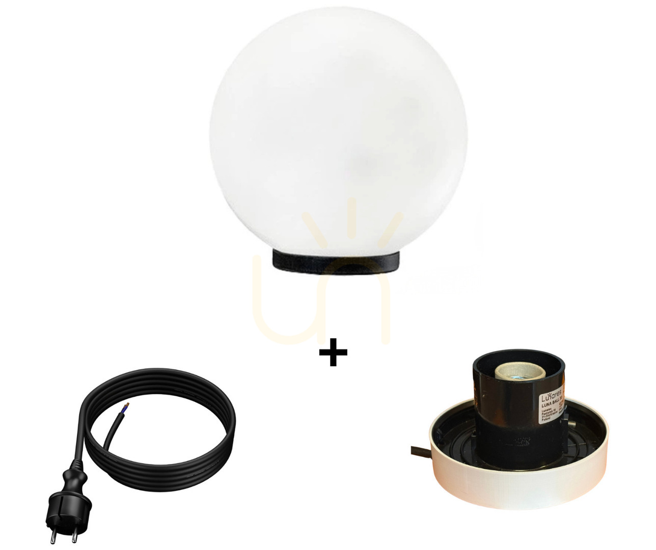 LUNA BALL 30 cm-es dekoratív világító kerti labda kábellel és rögzítő-dekorációs gyűrűvel - PREMIUM - UV - LUNARES