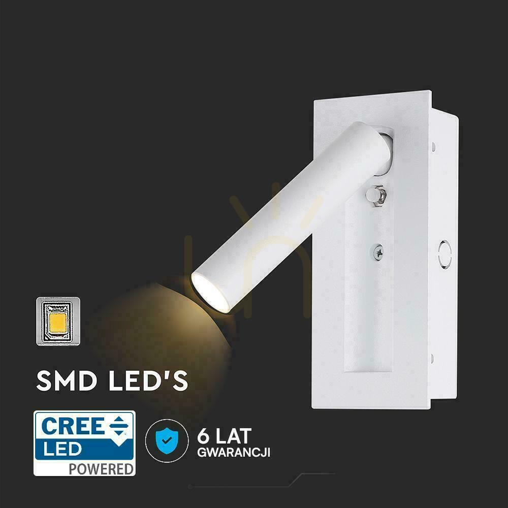 Jelölje be LED-es lámpatest V-TAC 2W COB CREE fali lámpa fehér hotel ágykapcsoló VT-88061-W 3000K 76lm LED-es lámpatest V-TAC 2W COB CREE fali lámpa fehér hotel ágykapcsoló VT-88061-W 3000K 76lm