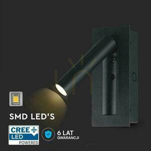 LED-es lámpatest V-TAC 2W COB CREE fali lámpa fekete hotel ágy kapcsoló VT-88061-B 3000K 76lm small 5