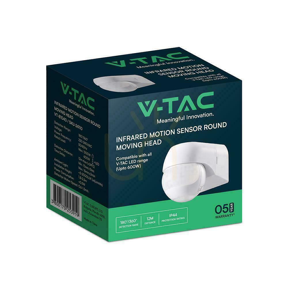 Előnézet Infravörös mozgásérzékelő fal fehér 180-360st 600W LED V-TAC VT-80140 5 év garancia Infravörös mozgásérzékelő fal fehér 180-360st 600W LED V-TAC VT-80140 5 év garancia