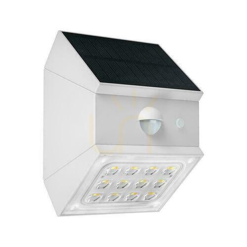 Jelölje be V-TAC 2.5W CCT napelemes fali fali lámpa mozgásérzékelő fehér VT-11025CCT-W 3000K-4000K-6000K 300lm
