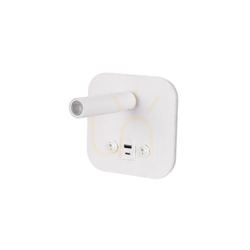 Kijelző LED-es lámpatest V-TAC 8W COB CREE fali lámpa fehér szálloda ágy USB + USB C kapcsoló VT-80068-W 3000K 830lm 2 év garancia LED-es lámpatest V-TAC 8W COB CREE fali lámpa fehér szálloda ágy USB + USB C kapcsoló VT-80068-W 3000K 830lm 2 év garancia