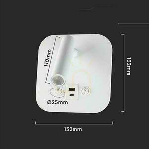 LED-es lámpatest V-TAC 8W COB CREE fali lámpa fehér szálloda ágy USB + USB C kapcsoló VT-80068-W 3000K 830lm 2 év garancia 4 LED-es lámpatest V-TAC 8W COB CREE fali lámpa fehér szálloda ágy USB + USB C kapcsoló VT-80068-W 3000K 830lm 2 év garancia small 4