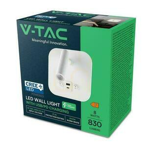 LED-es lámpatest V-TAC 8W COB CREE fali lámpa fehér szálloda ágy USB + USB C kapcsoló VT-80068-W 3000K 830lm 2 év garancia 5 LED-es lámpatest V-TAC 8W COB CREE fali lámpa fehér szálloda ágy USB + USB C kapcsoló VT-80068-W 3000K 830lm 2 év garancia small 5
