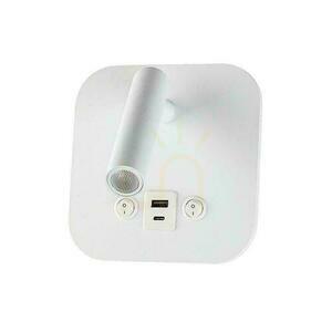 LED-es lámpatest V-TAC 8W COB CREE fali lámpa fehér szálloda ágy USB + USB C kapcsoló VT-80068-W 3000K 830lm 2 év garancia 0 LED-es lámpatest V-TAC 8W COB CREE fali lámpa fehér szálloda ágy USB + USB C kapcsoló VT-80068-W 3000K 830lm 2 év garancia small 0