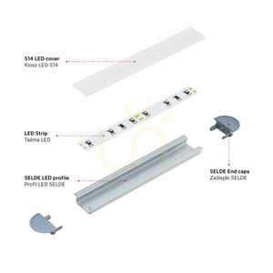 TEKKNI SELDE süllyesztett LED-profil készlet, 3 m, ezüst, matt S14 diffúzor small 8