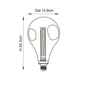 LED Globe lámpa Endon E27 borostyán üveg 2,5W 24,3 cm small 1