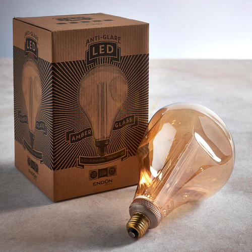 Jelölje be LED Globe lámpa Endon E27 borostyán üveg 2,5W 24,3 cm