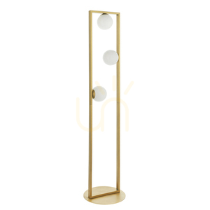 Endon Teo szálcsiszolt aranyszínű állólámpa, fehér opálüveg, 3×G9 141 cm small 1