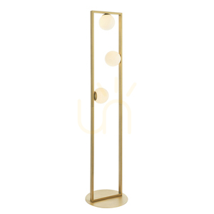 Endon Teo szálcsiszolt aranyszínű állólámpa, fehér opálüveg, 3×G9 141 cm small 0