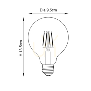 E27 LED izzószálas gömb izzó borostyán Endon 6W, dimmelhető small 1