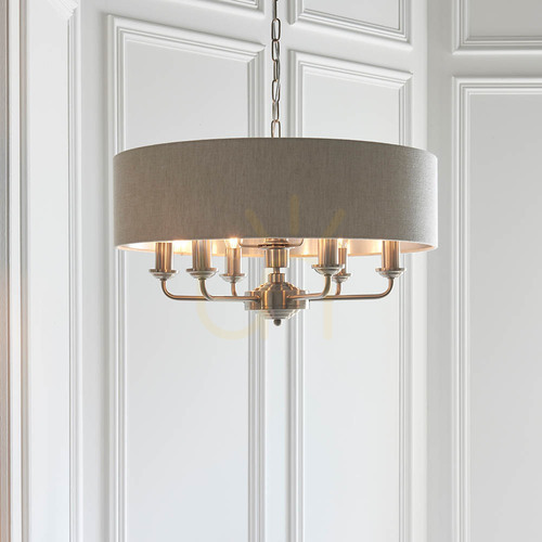Jelölje be Függőlámpa Endon Highclere bézs 6 égős E14 szövet 55 cm