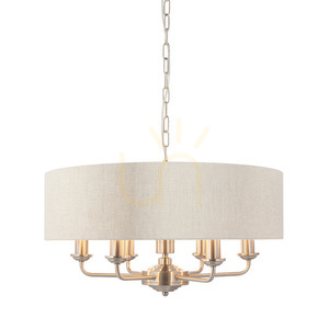 Függőlámpa Endon Highclere bézs 6 égős E14 szövet 55 cm small 0