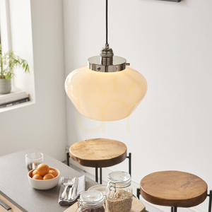 Endon Camberley függőlámpa polírozott nikkelből és opálüvegből, E27, 30 cm small 5