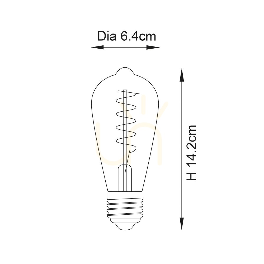 Kilátás E27 LED izzó Endon Twist borostyán üveg 4W dimmelhető E27 LED izzó Endon Twist borostyán üveg 4W dimmelhető