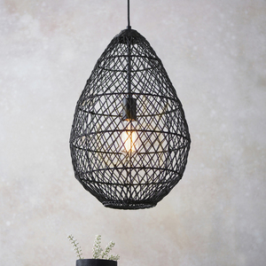 Függőlámpa Endon fekete rattan acél E27 35 cm dimmelhető small 2