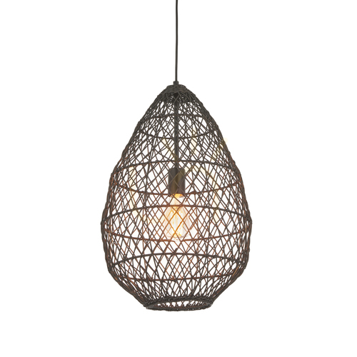 Jelölje be Függőlámpa Endon fekete rattan acél E27 35 cm dimmelhető
